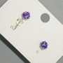 Pendientes tipo botón Xuping con cristal violeta, diámetro 6,5 mm ± rodio