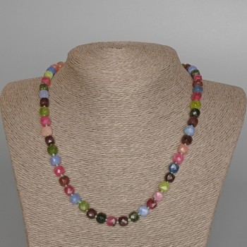Collar Asortí de piedra natural facetada en cubo, diámetro 7mm+-, longitud 48cm+-