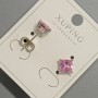 Pendientes tipo botón Xuping con cristal rosa, diámetro 6 mm, rodio