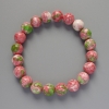 Pulsera «Varisita» acrílica, colores rosa, blanco y verde, bolita lisa, diámetro 10 mm ±, longitud 18 cm ± (elástica)