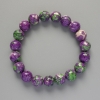 Pulsera «Varisita» (acrílico) - colores morados, blanco y verde, bolita lisa, diámetro 10,5 mm, longitud 18 cm ± (elástico)