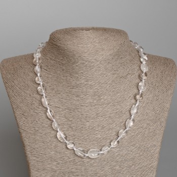 Collar de cristal de roca facetado, cuentas de 9–12 mm, longitud 48 cm +/-