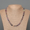 Rebaja! Collar de fluorita, piedra natural facetada en cubo, diámetro 7 mm ±, longitud 50 cm ±