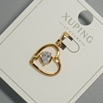 Colgante "Corazón" Xuping con cristal blanco, diámetro 15×14,5 mm, longitud 22,5 mm, baño de oro de 18 quilates