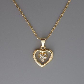 Colgante "Corazón" en cadena de metal dorado, diámetro 16×15 mm, grosor 1 mm ±, longitud 40–45 cm ±