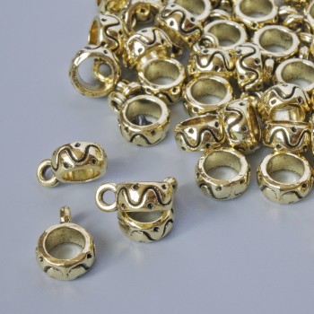 Accesorio Bail, soporte para colgante, diámetro 3,5×7,5 mm, diámetro de agujero 1,7 mm, 4,6 mm, longitud 10 mm, presentación 41 piezas ± 20 g ± color dorado claro del metal