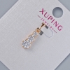 Colgante Xuping con cristales blancos, diámetro 15×6 mm, longitud 20 mm, baño de oro de 18K