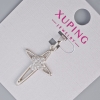 Colgante «Cruz» Xuping, con cristales blancos, diámetro 24,5×16 mm, longitud 31 mm, bañado en rodio