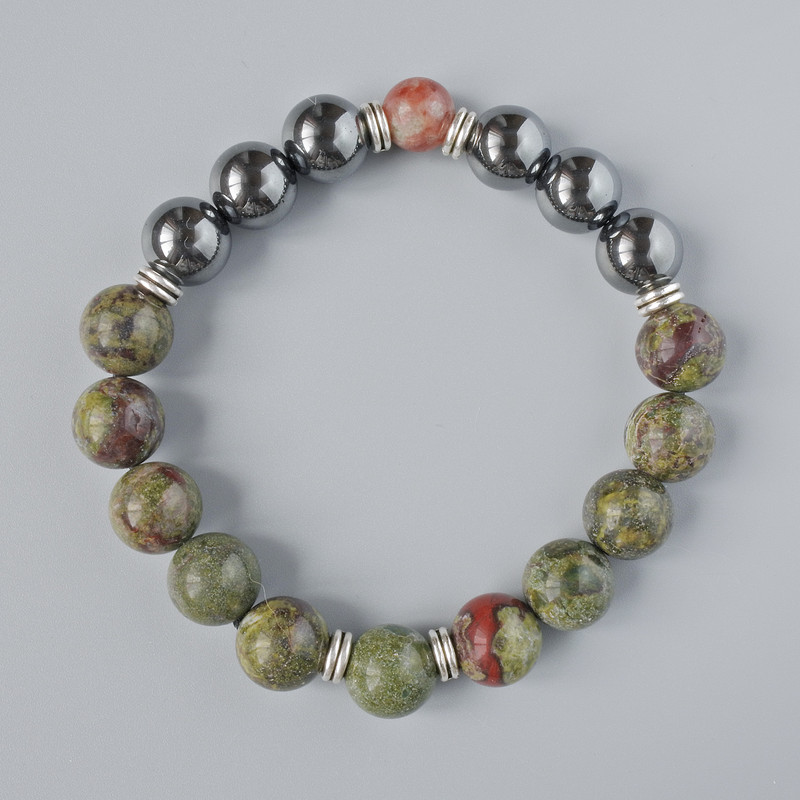 Pulsera de jaspe sangre de dragón y hematita