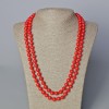 Collar largo de coral prensado, cuentas lisas, diámetro 8,5 mm+-, longitud 120 cm+-