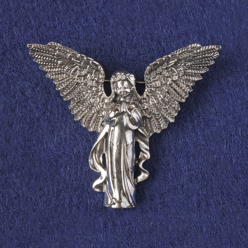 Broche-colgante Ángel metal plateado 43x50 mm+