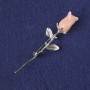Broche «Rosa» beige de plástico y metal plateado 65×19 mm+