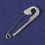 Broche-alfiler con strass blancos, metal plateado 71×19 mm+