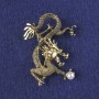 Broche-colgante «Dragón» con cuentas blancas, 53×43 mm +