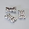 Perla-inserto para dos hilos, diámetro 18,5×11 mm ±, diámetro del agujero 1,3 mm, color plateado del metal, 4 piezas