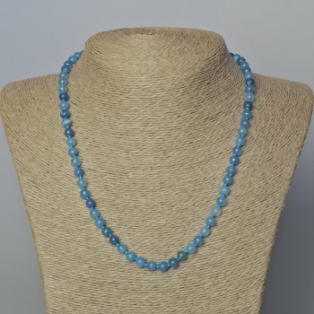 Collar de aguamarina (artificial) cuentas lisas, diámetro 6 mm ±, longitud 45–49 cm ±