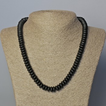 Collar de shungita artificial, rondel liso, diámetro 10×4,5 mm, longitud 45-49 cm ±