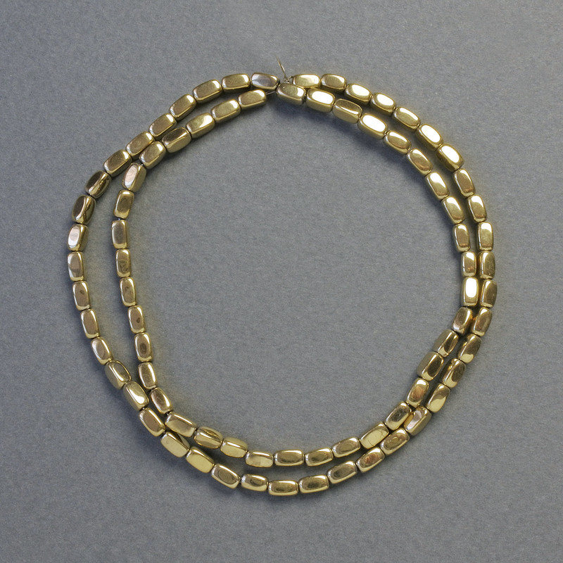 Cuentas de hematita doradas, forma ovalada-rectangular, diámetro 3×5 mm, longitud 41 cm ± (hilo)