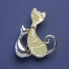 Broche-colgante «Gatos» nácar de color plata 35×28 mm+