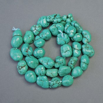 Cuentas de howlita teñidas en turquesa verde, piedra natural, pepitas facetadas, diámetro 9×10 mm, longitud 39 cm, en hilo