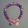 Pulsera de sugilita y turmalina con colgante en forma de corazón, diámetro de cuentas 8-9 mm, longitud 18 cm, elástica