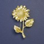 Broche-pendiente girasol 55 × 35 mm ± metal dorado