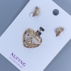 Juego de pendientes tipo botón Xuping «Pájaro» y colgante «Corazón con pajarito», longitud 26 mm + baño de oro 18K