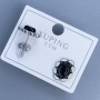 Pendientes tipo botón Xuping con piedra negra 12×10 mm ± rodio