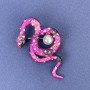 Broche Serpiente con esmalte rosa y perla, metal plateado 46×25 mm +