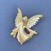 Broche «Ángel» con strass blancos y amarillos, color beige y blanco, metal dorado 31×43 mm+