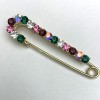 Broche-alfiler para abrigo en strass multicolor, 72×18 mm, color del metal oro