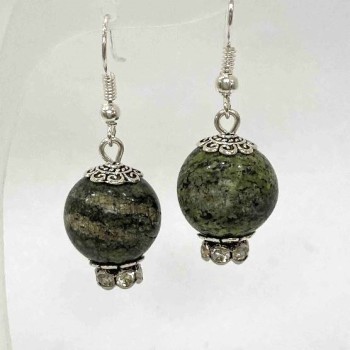Pendientes de serpentina, bola lisa, diámetro 14 mm ±, longitud 38 mm ±