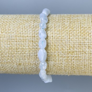 Pulsera de calcedonia facetada, diámetro 5–8×6 mm, longitud 18 cm, elástica