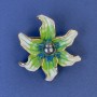 Broche Flor, diámetro 45 mm ± esmalte verde y perla