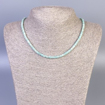 Collar de amazonita en rodelas, diámetro 4x2 mm, longitud 45 cm ±, con cierre