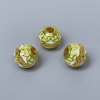 Cuentas Cloisonné verde salvia y blanco esmaltado, diámetro 10×9 mm, orificio de 3,5 mm, color dorado del metal, 1 pieza