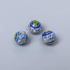 Cuentas Cloisonné verde-azulado esmaltadas, diámetro 8 mm, orificio de 1,5 mm, color dorado del metal, 1 pieza