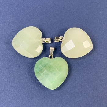 Colgante Corazón de Jade Natural facetado 20x20x8x25 mm+