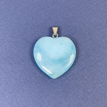 Colgante Corazón de Aguamarina (piedra teñida) 25×25×8×30 mm+