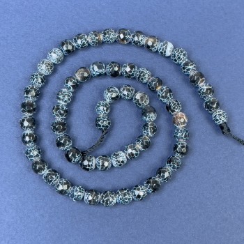 Abalorios de ágata helada en hilo, bola facetada de 6 mm, longitud 34 cm ±