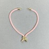 Base textil para pulsera, diámetro 5,5 mm ± color rosa con inserción metálica, diámetro 8 mm ± metal dorado, longitud 10,5 cm+