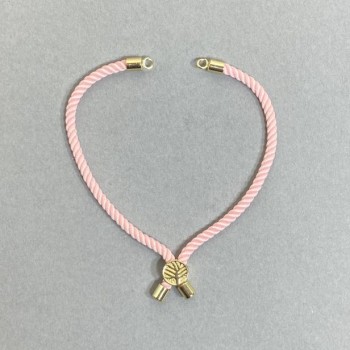 Base textil para pulsera, diámetro 5,5 mm ± color rosa con inserción metálica, diámetro 8 mm ± metal dorado, longitud 10,5 cm+