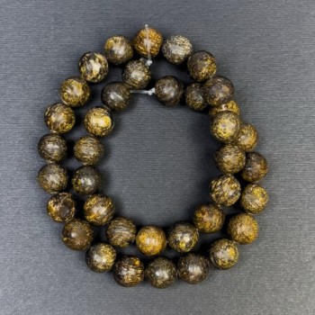 Cuentas de bronzita, piedra natural, bolas lisas, diámetro 10,5 mm, agujero de 1,5 mm, longitud 38 cm ±