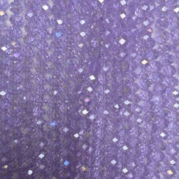 Cuentas de cristal checo lilas en hilo, transparentes con recubrimiento iridiscente tipo gasolina, forma rondel, diámetro 8x6 mm +-, longitud 42 cm+