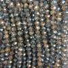 Cuentas en hilo de cristal checo gris facetadas, rondel facetado, diámetro 8×6,5 mm + -, longitud 38–40 cm +