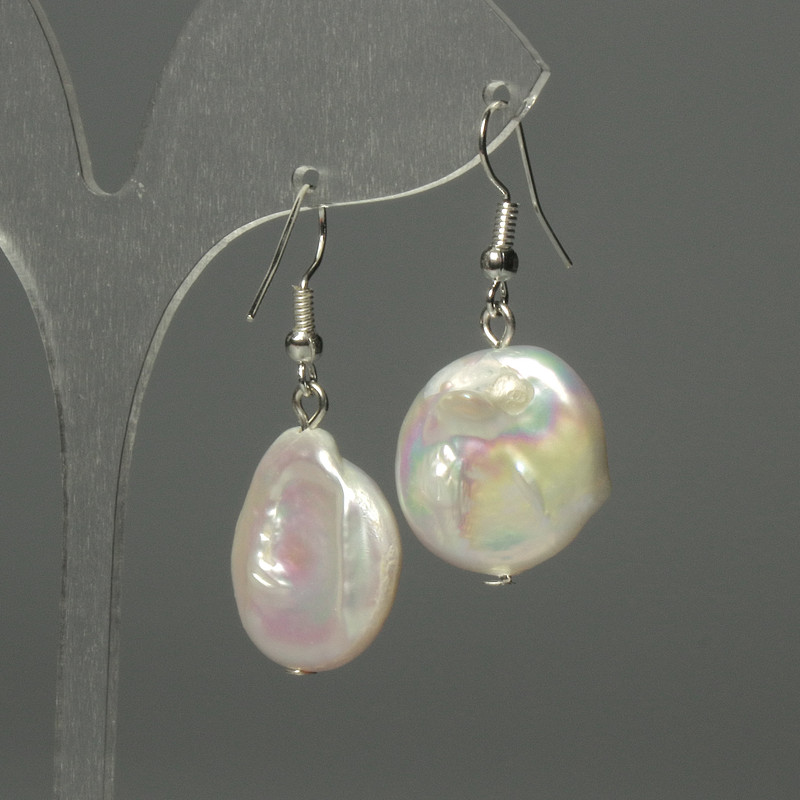 Pendientes de perlas barrocas 18 mm ±, longitud 38 mm+