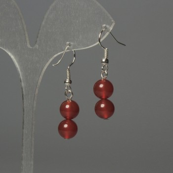 Pendientes de cornalina, bolas de 8 mm ±, longitud 35 mm ±