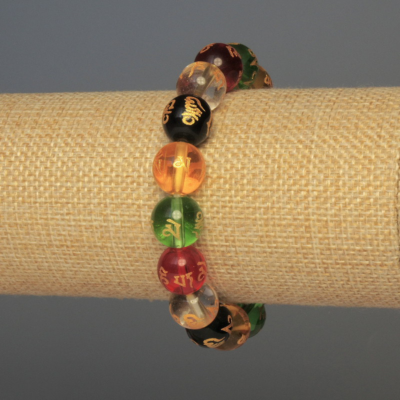 Pulsera de vidrio con cuentas lisas, diámetro 12 mm ±, 18 cm ±, elástica