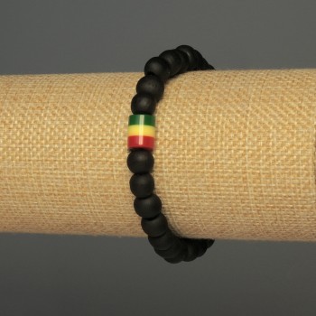 Pulsera de cuentas de madera, diámetro 8 mm (+/-), inserción acrílica 9×8 mm (+/-), longitud 18 cm (+/-), elástico