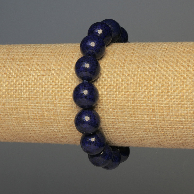 Pulsera de lapislázuli con bolas lisas, diámetro 12 mm ±, longitud 18 cm ±, elástica